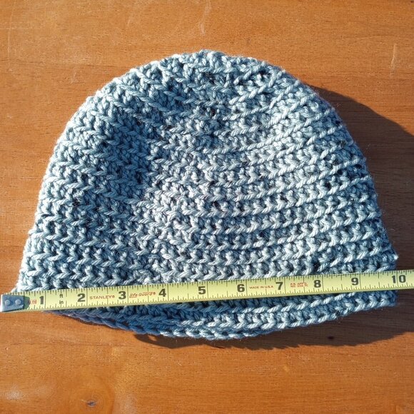 Men's Head Hugger Beanie Hat Handmade Tin Roof Gray Crochet Fishing Outdoors L - Picture 9 of 9